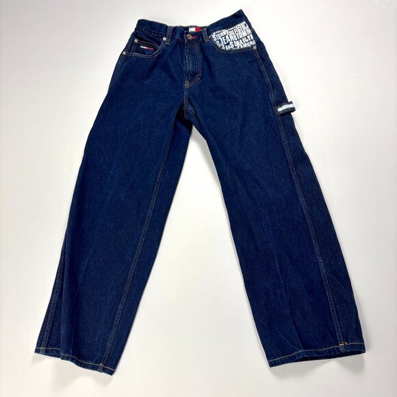 Vintage Tommy Hilfiger Y2K Carpenter Dark Wash Jeans Blue Sz 31x30 (Tag 30x32) - Picture 2 of 7